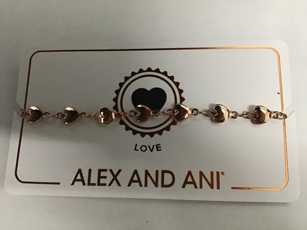 Alex and ANI Heart Beaded Stretch Bracelet Rose Gold One Size