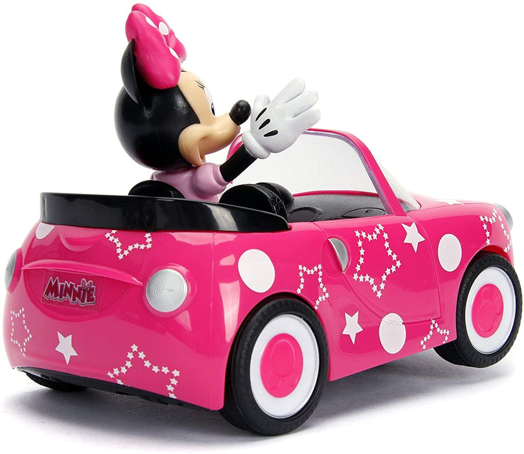 Disney Junior 7.5" Minnie Mouse Roadster RC Remote Control Car Pink 27MHz, Toys for Kids , Pink With Stars and Polka Dots
