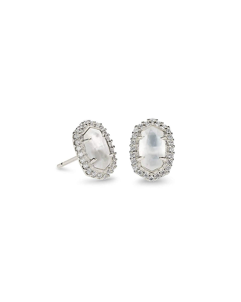 Kendra Scott Cade Silver Stud Earrings in Ivory Pearl