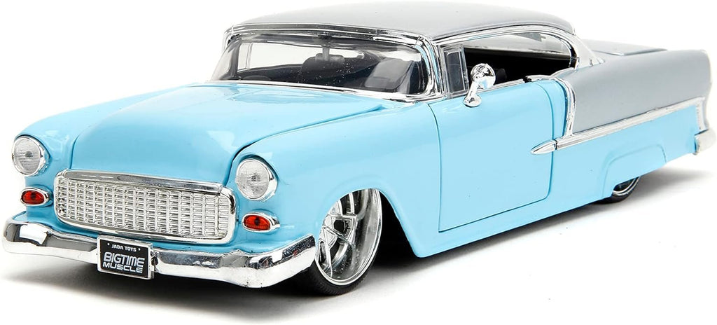 Big Time Muscle 1:24 1955 Chevrolet Bel-Air Die-Cast Car, Toys for Kids and Adults(Light Blue)