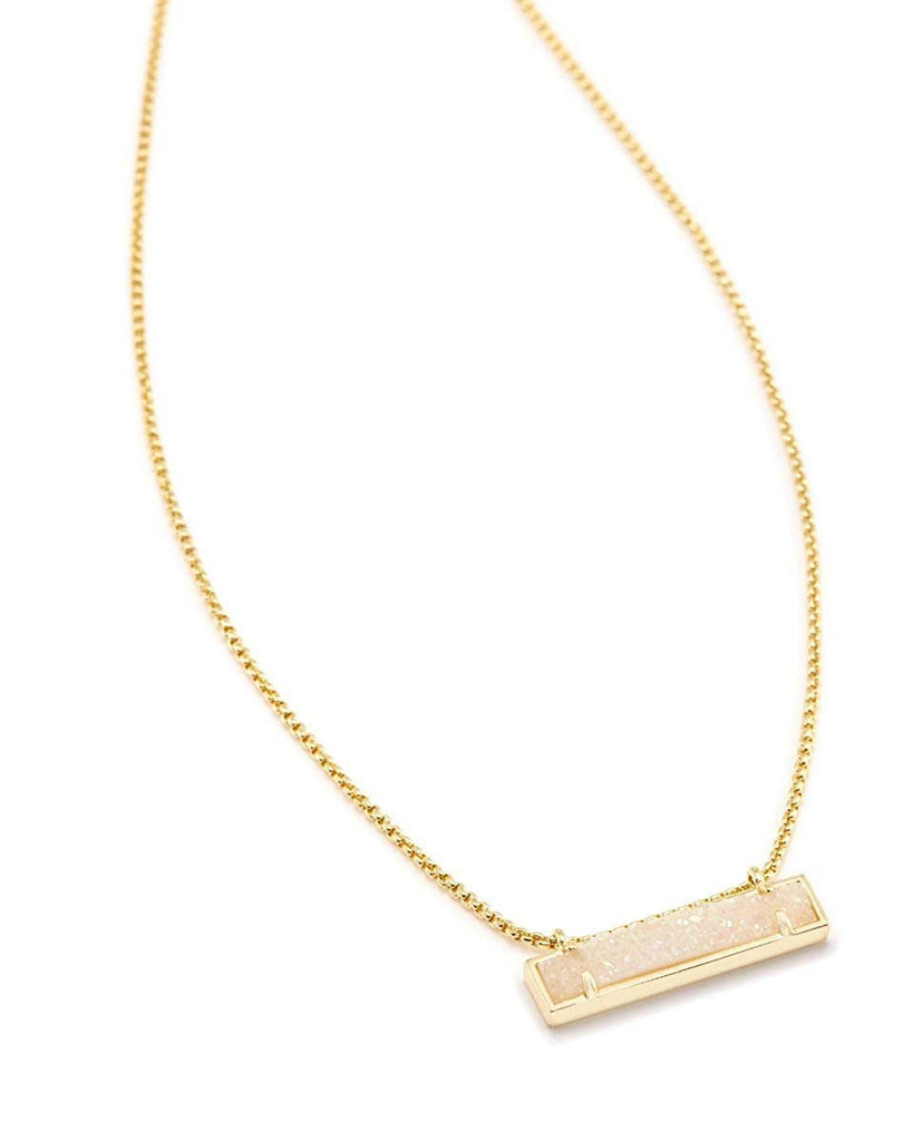 Kendra Scott Leanor Bar Pendant Necklace in Iridescent Drusy & Gold