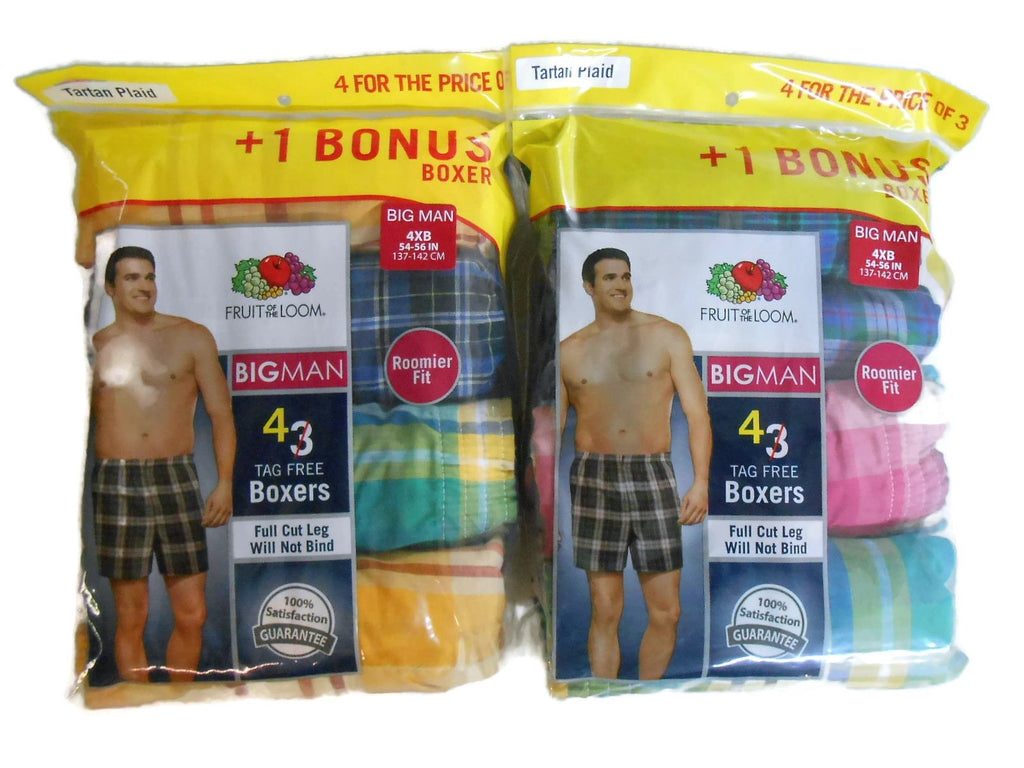 Fruit of the Loom Men's Boxers BIG MAN 4 pack Sizes 2XB-5XB Boxer Shorts