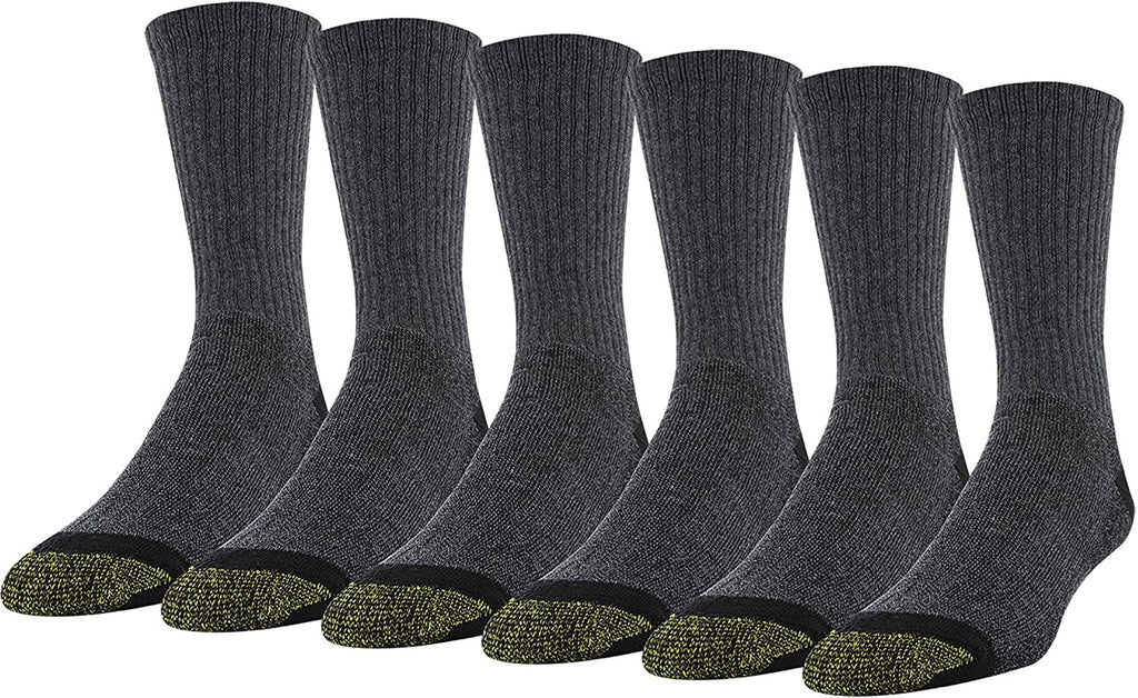 Gold Toe Men's Socks Crew Athletic 6-Pack Breathable Soft Cotton Blend Slightly Irregular