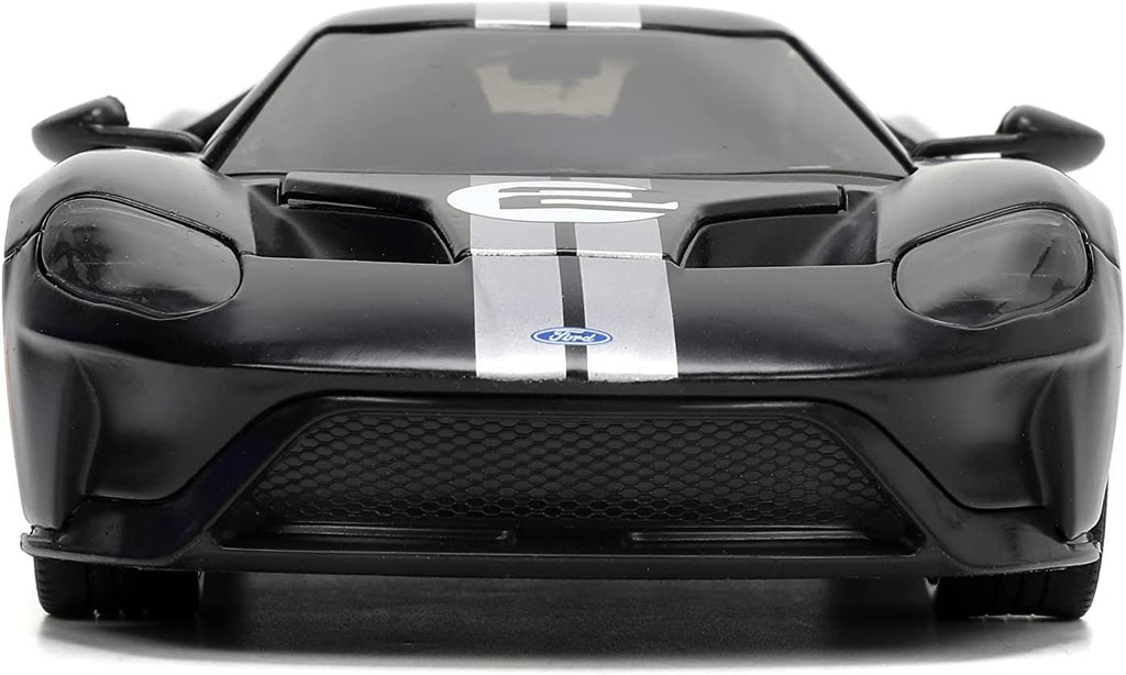 Jada Toys Big Time Muscle 1:24 2017 Ford GT Die-cast Car Black/White Stripes, Toys for Kids and Adults