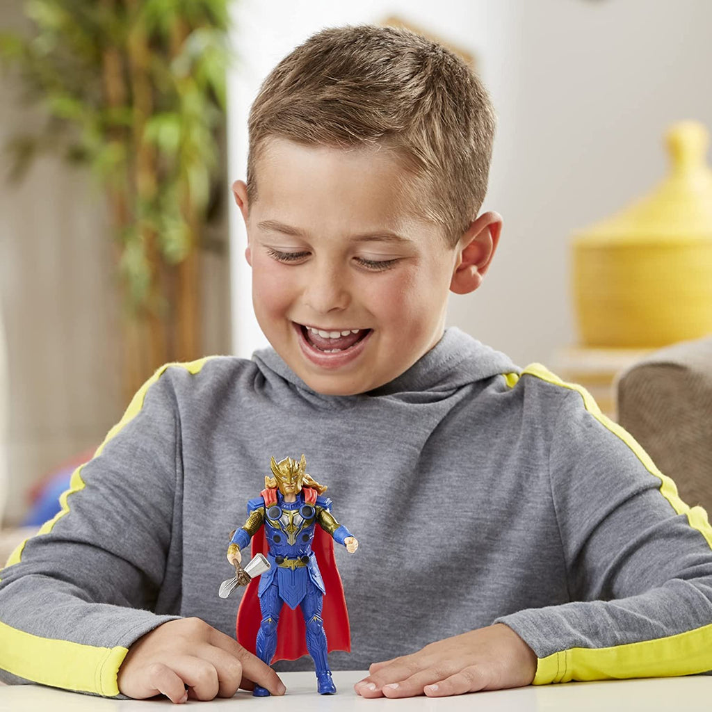 Marvel Studios' Thor: Love and Thunder Thor Toy, 6-Inch-Scale Deluxe Action Figure with Action Feature, Marvel Toys for Kids Ages 4 and Up