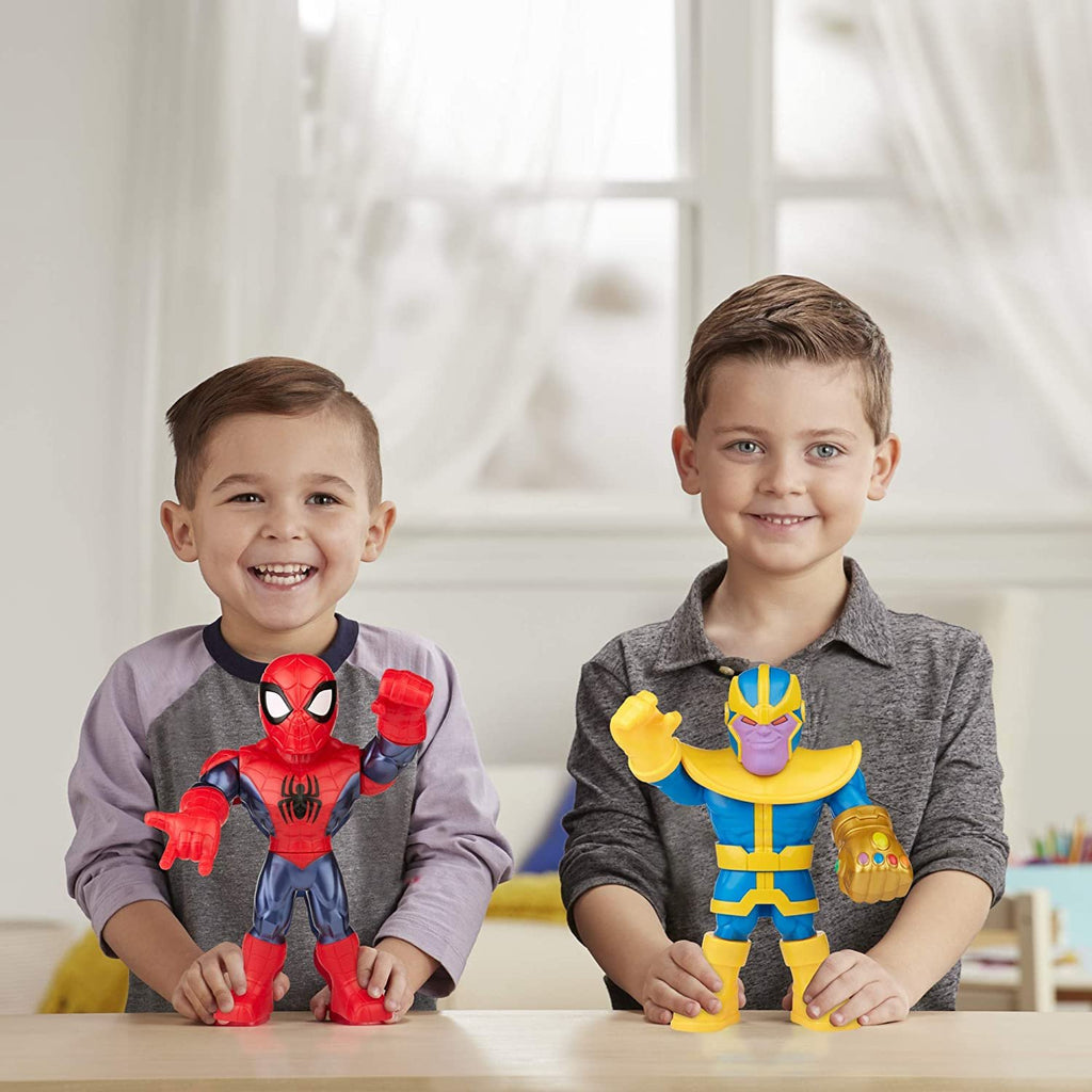 Playskool Heroes Marvel Super Hero Adventures Mega Mighties 25-cm Figure 3 Pack, Thanos, Spider-Man, Hulk Toys for Ages 3 and Up
