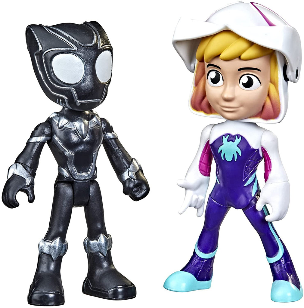 Marvel Spidey and His Amazing Friends Hero Reveal 2-Pack,-Action Figures,-Mask Flip Feature, Ghost-Spider and Black Panther, 3 and Up