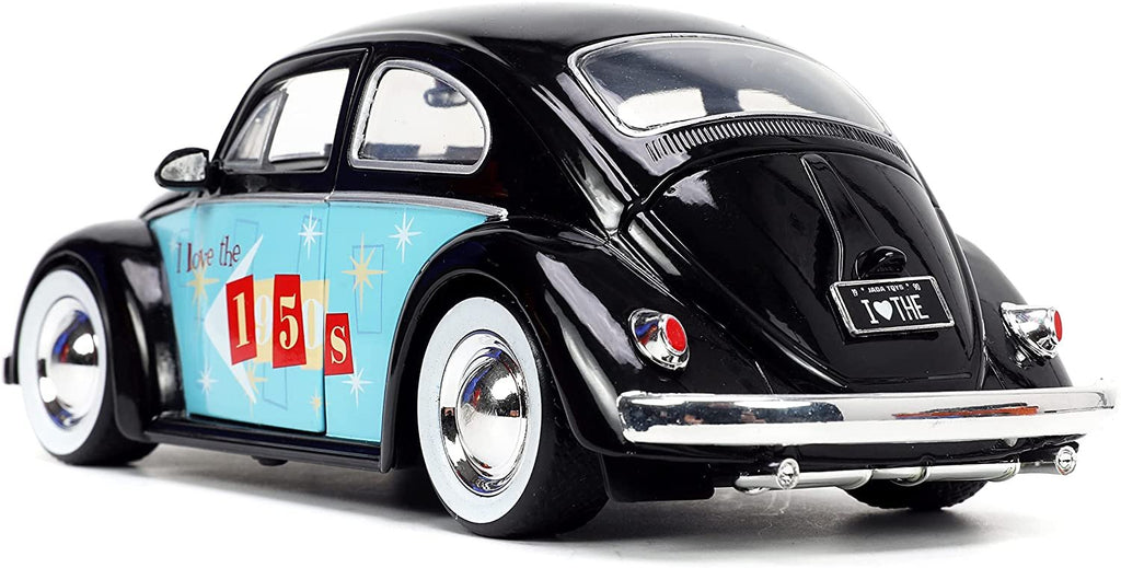1959 Beetle Black I Love 50's Series 1/24 Diecast Car Model by Jada 31382