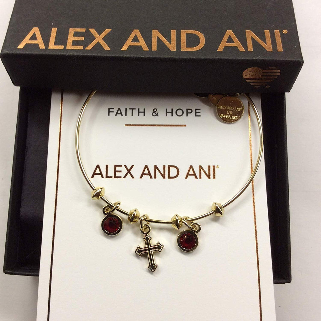 Alex and Ani Cross & Crystal Multi Charm Bangle Bracelet