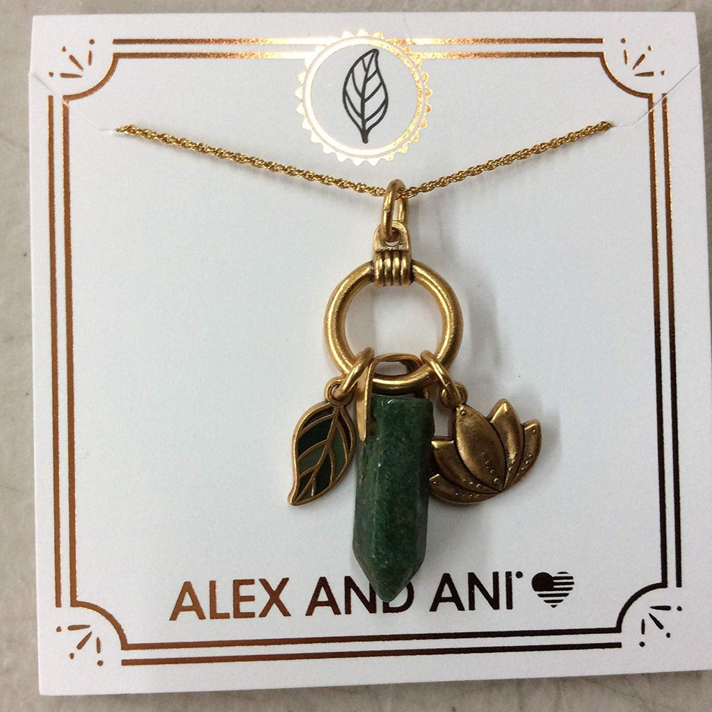 Alex and Ani Grounded Trio Necklaace Rafaelian Gold NWTBC