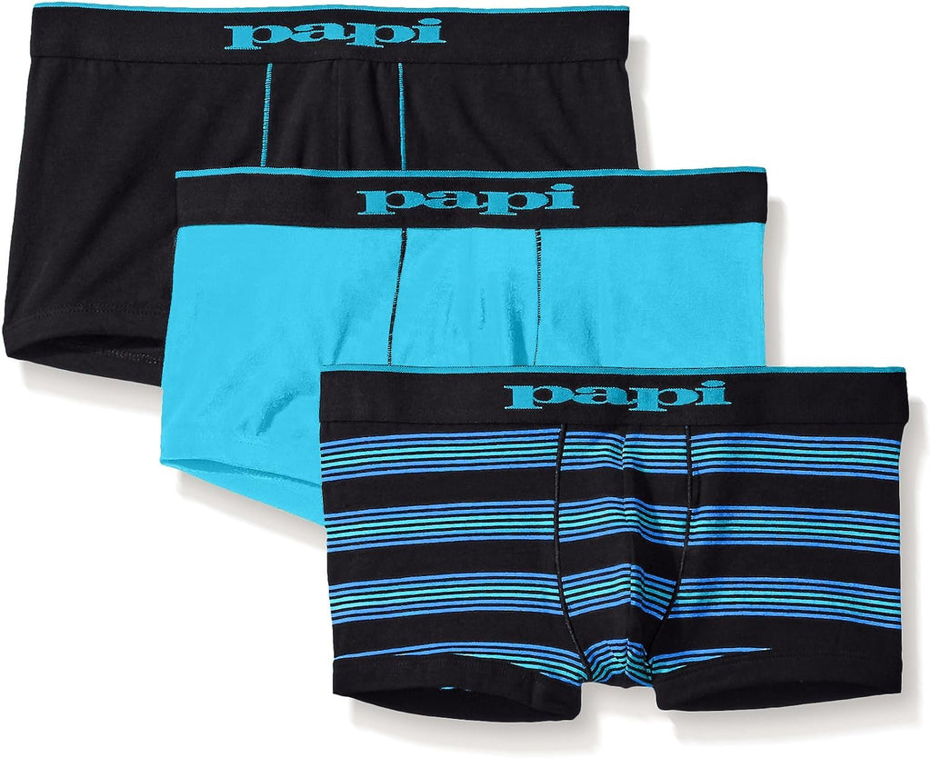 Papi Men's Stylish Brazilian Solid and Print Trunks (3-Pack of Men's Underwear)