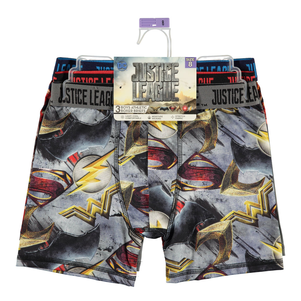 Handcraft Justice League 3-Pack Athletic Boxer Briefs Superman Batman Wonder Woman Flash Sizes 4,6,8
