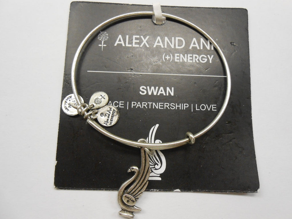 Alex and Ani Swan Charm Expandable Bangle Bar Bracelet