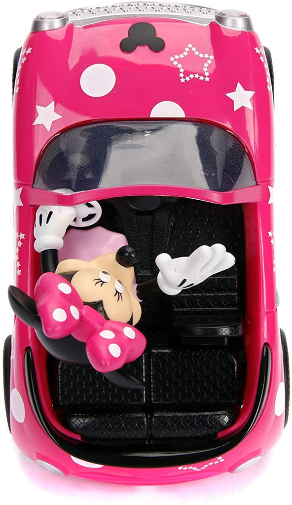 Disney Junior 7.5" Minnie Mouse Roadster RC Remote Control Car Pink 27MHz, Toys for Kids , Pink With Stars and Polka Dots