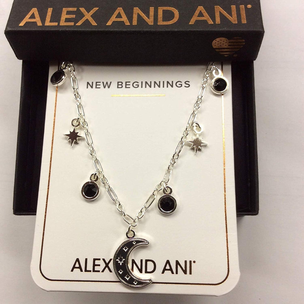 Alex and Ani Moon & Crystal 18" Delicate Necklace Shiny Silver One Size