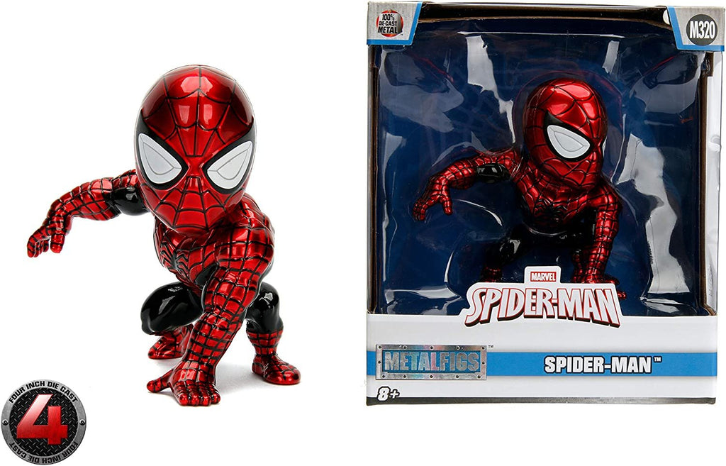 Jada Toys Metalfigs Marvel Classic Spider-Man Superior Spiderman Metals Diecast Collectible Toy Figure, 4", Red/Black