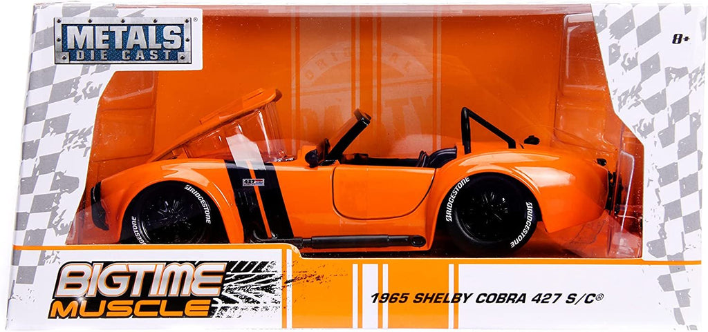 Jada 1965 Shelby Cobra 427 S/C Orange with Black Stripes Bigtime Muscle 1/24 Die-cast Model Car 30531, Yellow