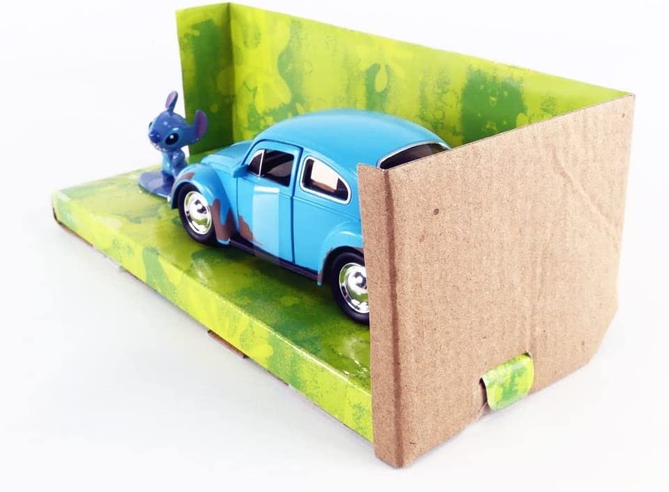 Jada Toys Disney Lilo and Stitch 1:32 Volkswagen Beetle Die-cast Car w/ 1.65" Stitch Figure, Toys for Kids and Adults