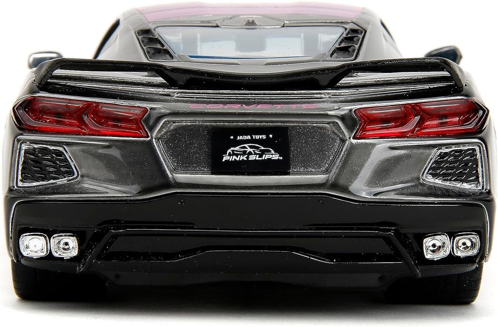Pink Slips 1:24 2020 Chevy Corvette Stingray Die-Cast Car, Toys for Kids and Adults(Metallic Grey/Pink)