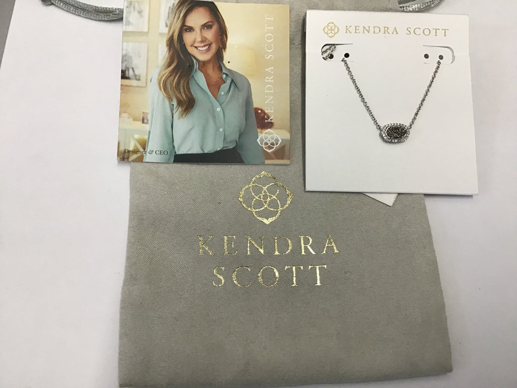 Kendra Scott Chelsea Pendant Necklace in Platinum Drusy CZ and Rhodium