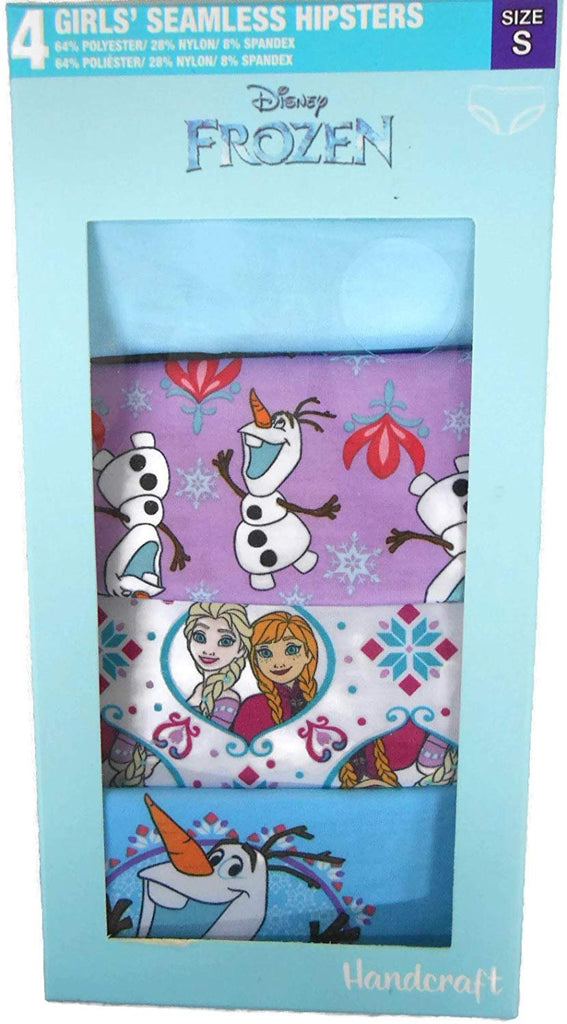 Handcraft Frozen 4-Pack Little Big Girls Seemless Hipsters Sizes 6-16 Tagless Spandex Boxed