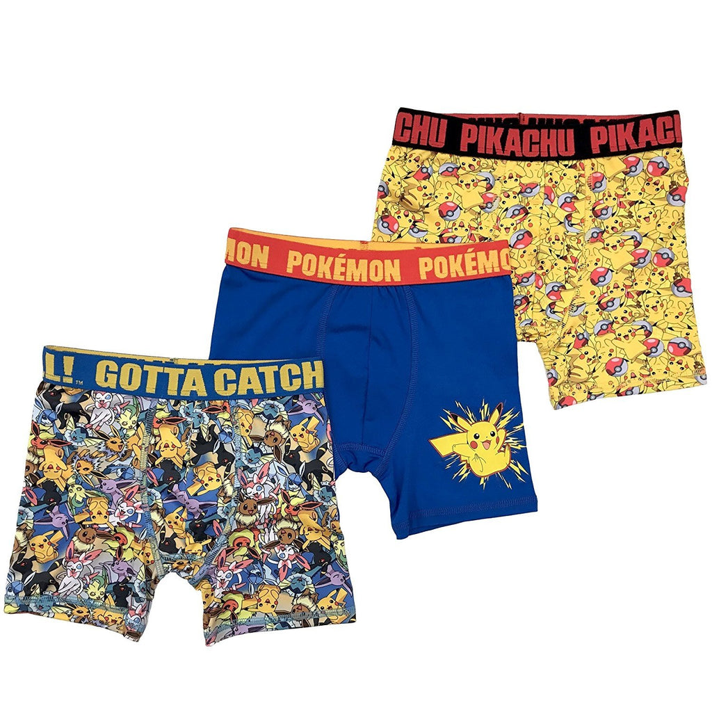 Pokémon Boys' 3-Pack Pokemon Athletic Boxer Brief Underwear