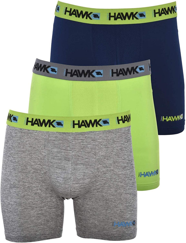 TONY HAWK Mens Performance Underwear - 3-Pack Stretch Performance Boxer Briefs Training Breathable Athletic Fit No Fly