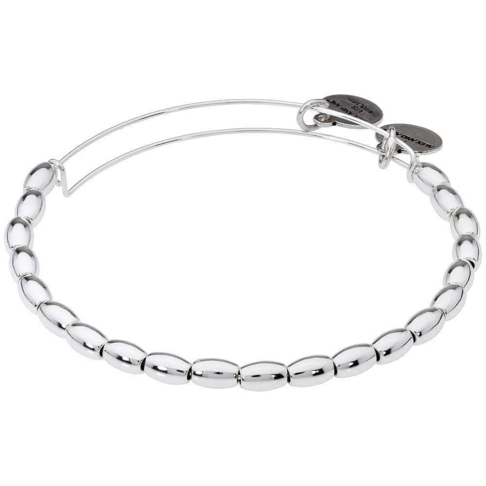 Alex and ANI Jordan Beaded Shiny Silver Finish Bangle Bracelet BBEB18SS