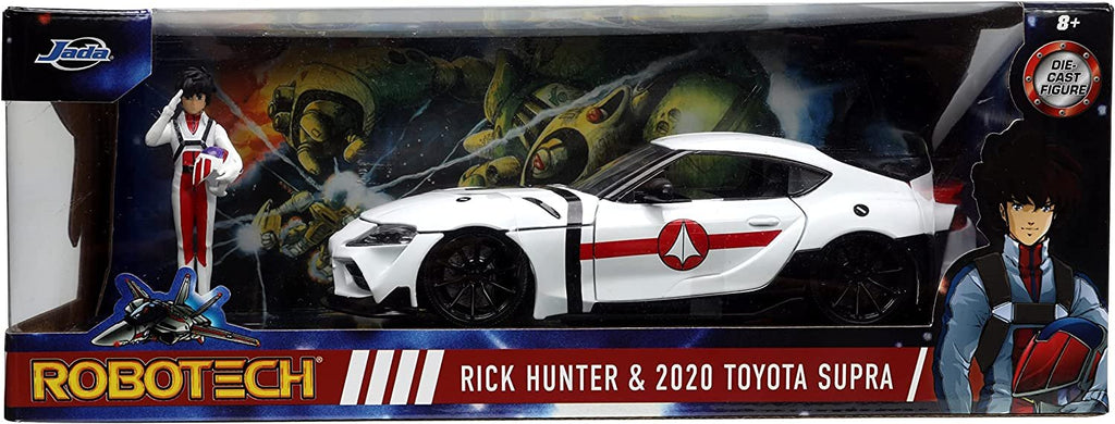Robotech 1:24 2020 Toyota Supra Die-cast Car & 2.75" Rick Hunter Figure, Toys for Kids and Adults