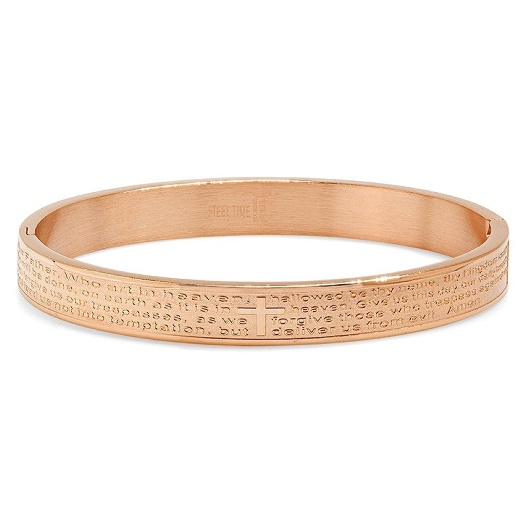 Ladies Stainless Steel Lord's Prayer Bracelet Bangle in English