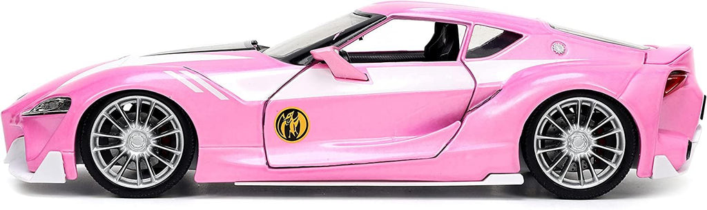 Jada Toys Mighty Morphin Power Rangers 1:24 Toyota FT-1 Concept Die-cast Car w/ 2.75" Pink Ranger Figure, Toys for Kids and Adults