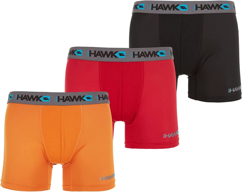 Tony Hawk Mens Performance Boxer Briefs - SPORTY FIT Short Leg 6-Pack Mystery Colors Stretch Underwear Breathable No Fly (S-5X)