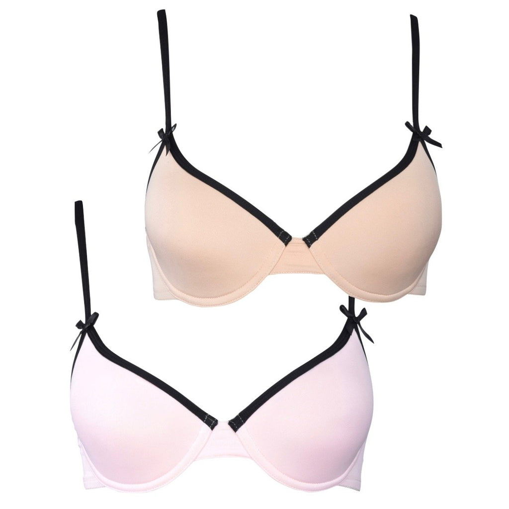 essie Women's T-Shirt Bras Full Coverage Lace 2-Pack Nylon/Spandex Underwire Molded