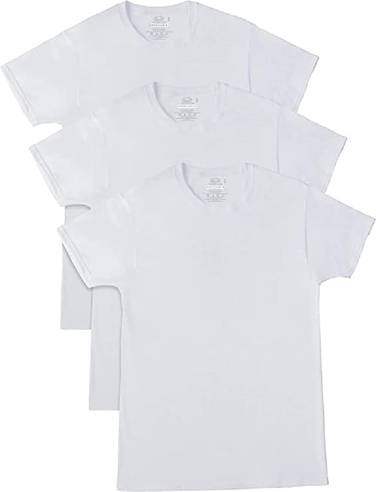 Fruit of the Loom Mens T-Shirts Breathable Cotton Undershirt Big Man 3 Pack White 5XB