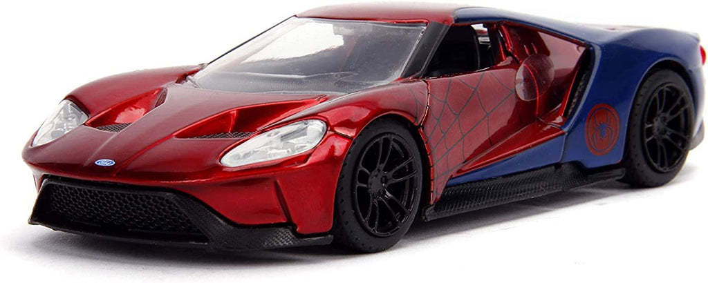 Jada Toys Metals Die-Cast Spider-Man 2017 Ford GT, 1:32 Scale Die-Cast Vehicle Red/Blue
