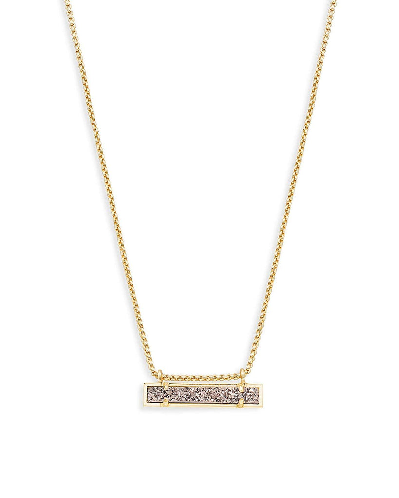 Kendra Scott Leanor Bar Pendant Necklace in Platinum Drusy and Gold Plated