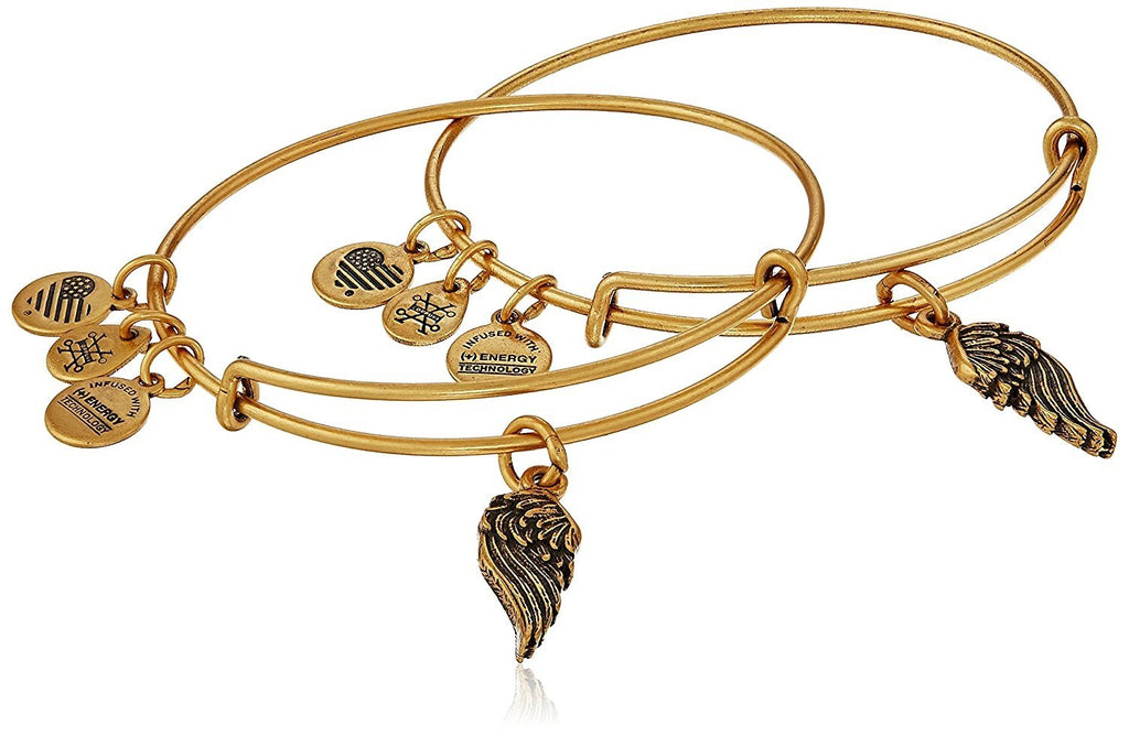 Alex and Ani Path of Symbols Wings Set of 2 Expandable Wire Bangle Charm Bracelet
