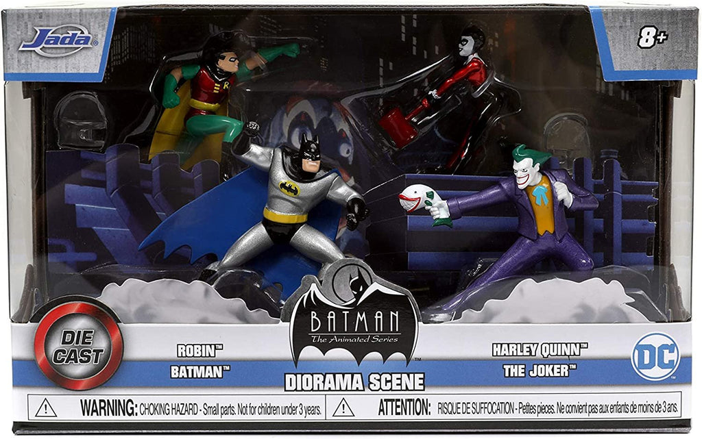 Jada Toys DC Comics Batman The Animated Series Diorama Scene 2.75" 4-Pack Die-cast Collectible Figurines, Toys for Kids and Adults