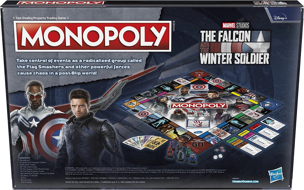 MONOPOLY: Marvel Studios' The Falcon and The Winter Soldier Edition Board Game for Marvel Fans, Game for 2-6 Players for Ages 14 and Up