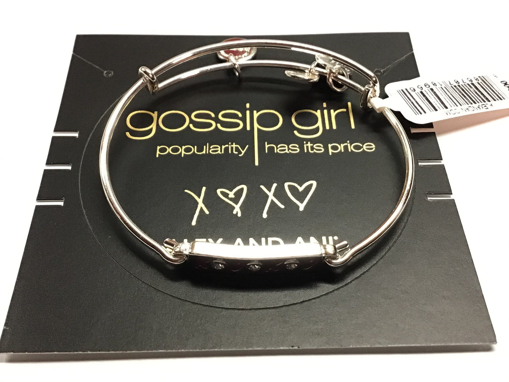 Alex and Ani Gossip Girl, XOXO Bar Bangle Bracelet Shiny Silver One Size