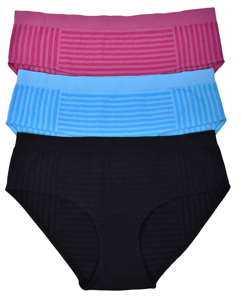 Elle Women's Hipsters Panties Seamless - 6-Pack Jaquard Hipster Nylon/Spandex Blend