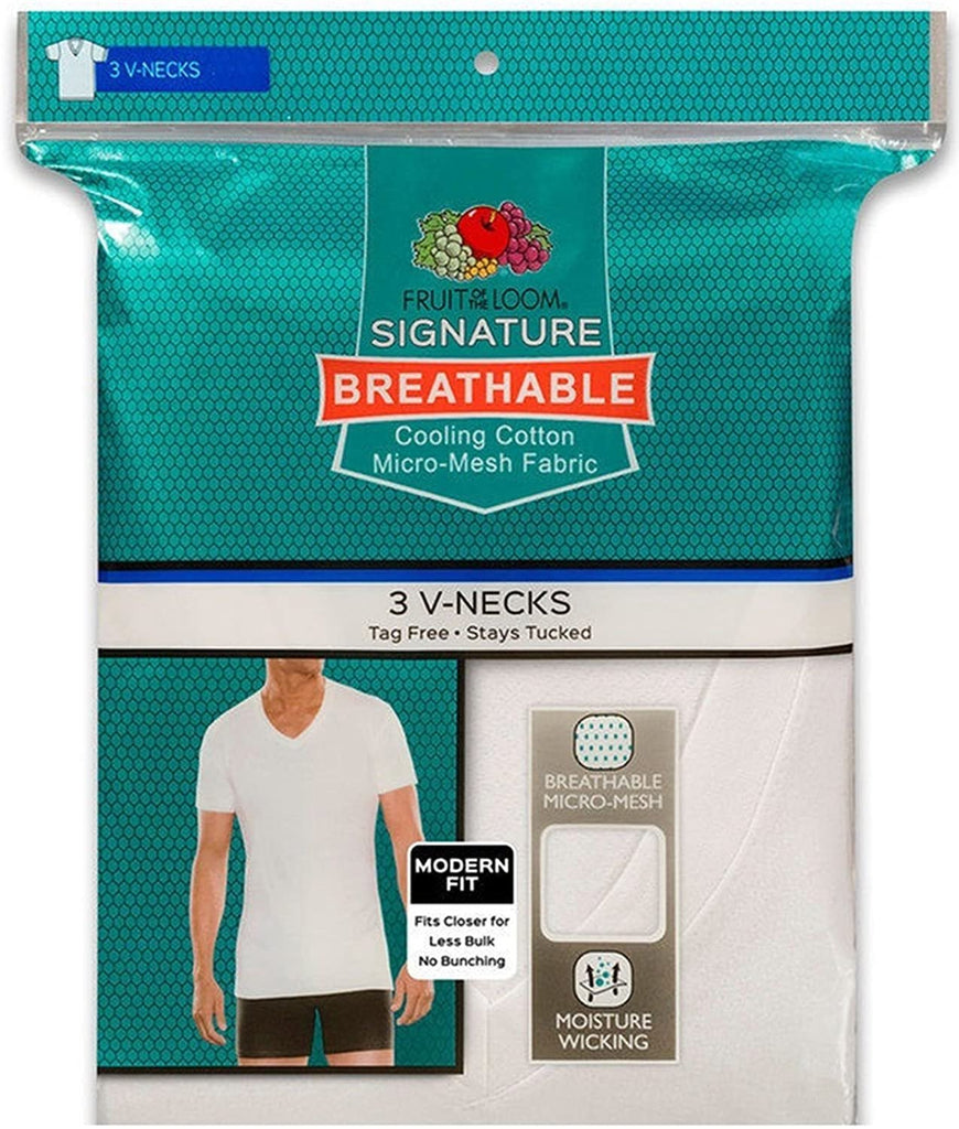 Fruit of the Loom 3 Pack Men Breathable V-Neck