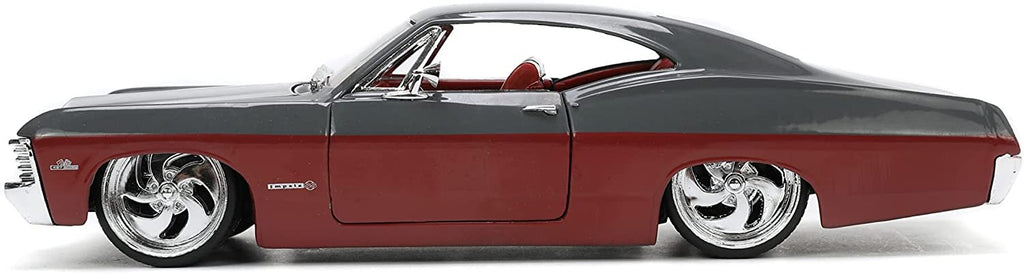 Jada Toys Big Time Muscle 1:24 1967 Chevy Impala SS Gray/Burgundy Die-cast Car, Toys for Kids and Adults