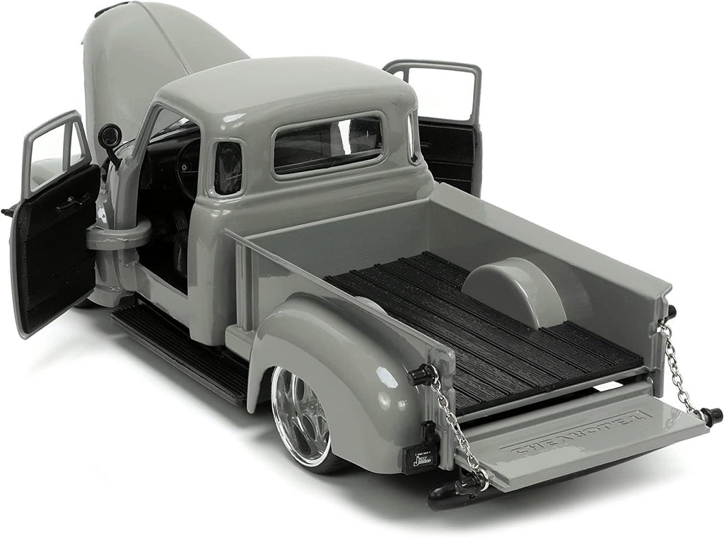 Jada Toys Just Trucks 1:24 1953 Chevy Pickup Die-cast Car Gray with Tire Rack, Toys for Kids and Adults