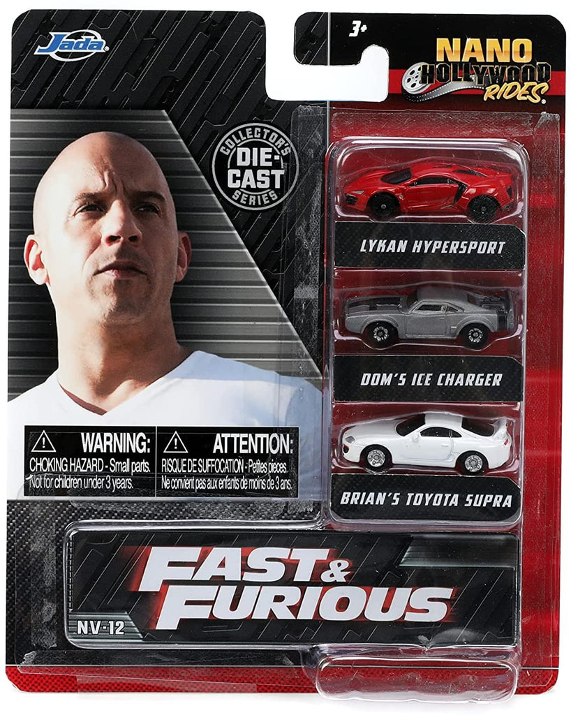 Fast & Furious 1.65" Nano 3-Pack Wave 4 Die-cast Cars, Toys for Kids and Adults