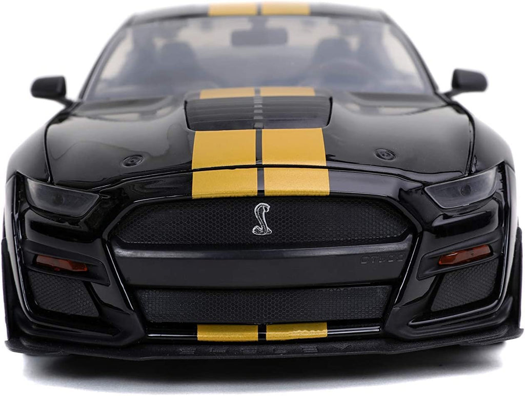 Jada Toys Bigtime Muscle 1:24 2020 Ford Mustang Shelby GT500 Die-cast Car Black Gold, Toys for Kids and Adults