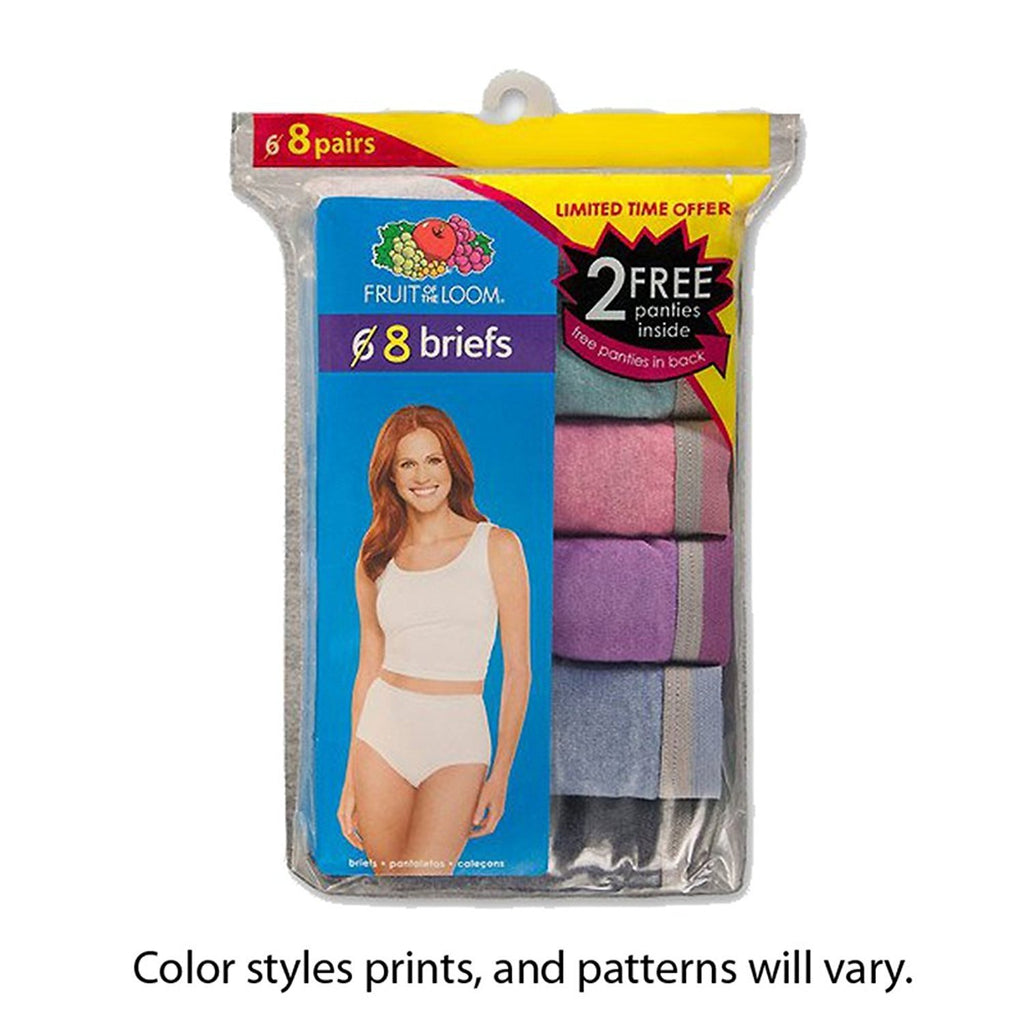 Fruit Of The Loom 8-Pack Cotton-Polyester Blend Briefs Color Print and Style May Vary