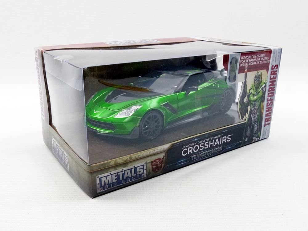 Jada Toys Metals Transformers Chevy Corvette Crosshairs Diecast Vehicle Green, 1:24 Scale