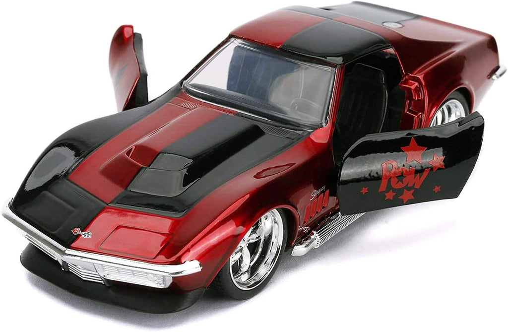 Jada Toys DC Comics 1:32 Harley Quinn 1969 Chevy Corvette Stingray Die-cast Car, Toys for Kids and Adults
