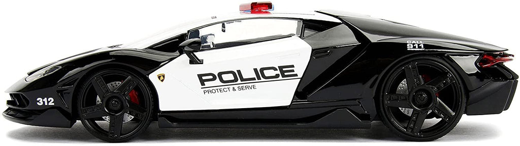 Lambo Centenario Police Black and White Hyper-Spec Series 1/24 Diecast Model Car by Jada 30011